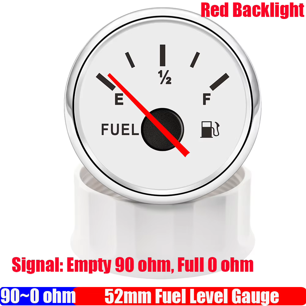 Jauge de niveau d'eau personnalisée 2 "52mm avec lumière rouge 90-0 ohm, indicateur de niveau de car