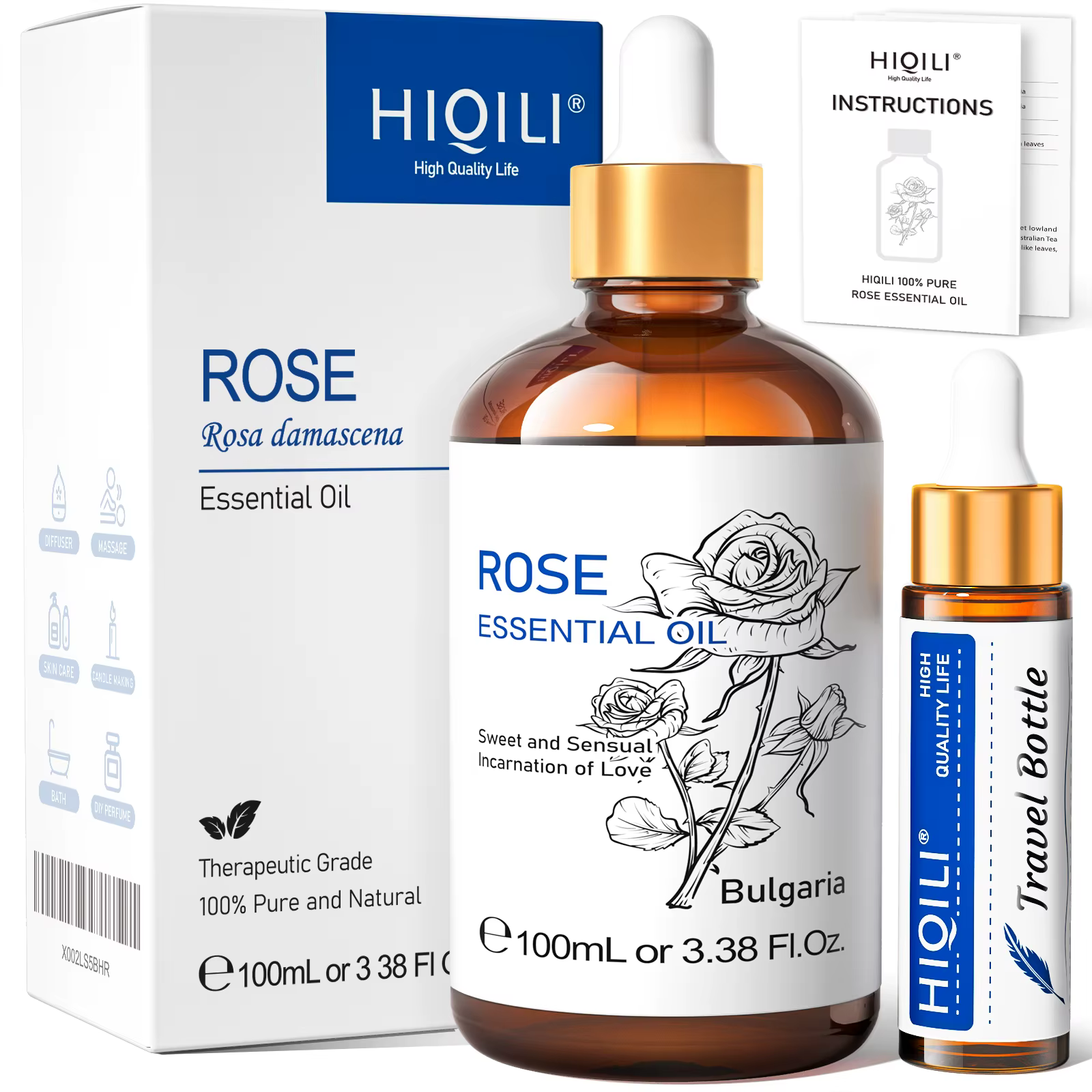 HIQILI huile essentielle Rose géranium Lavande Citronela arbre à thé vanille huile pour le corps vis