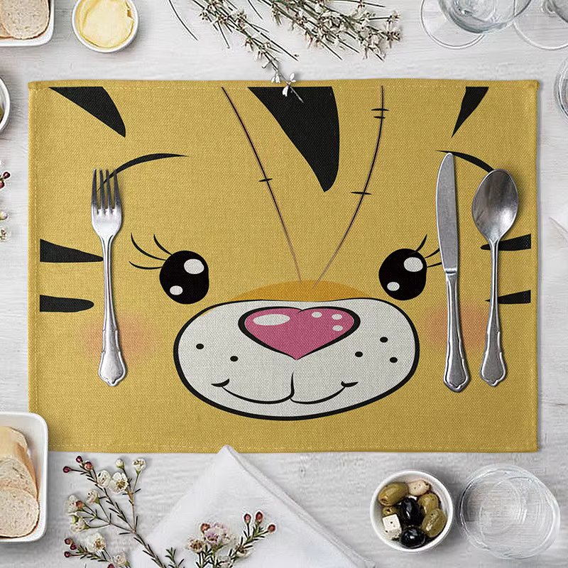 【Animal Kingdom】Set de table à thème animalier, antidérapant et résistant à la chaleur, adapté aux t