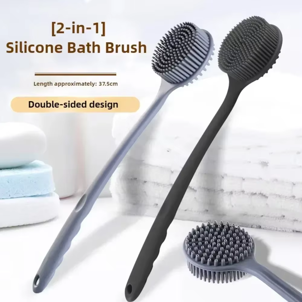 Brosse de douche à Long manche en Silicone, outils de bain paresseux à cheveux doux, épurateur de do