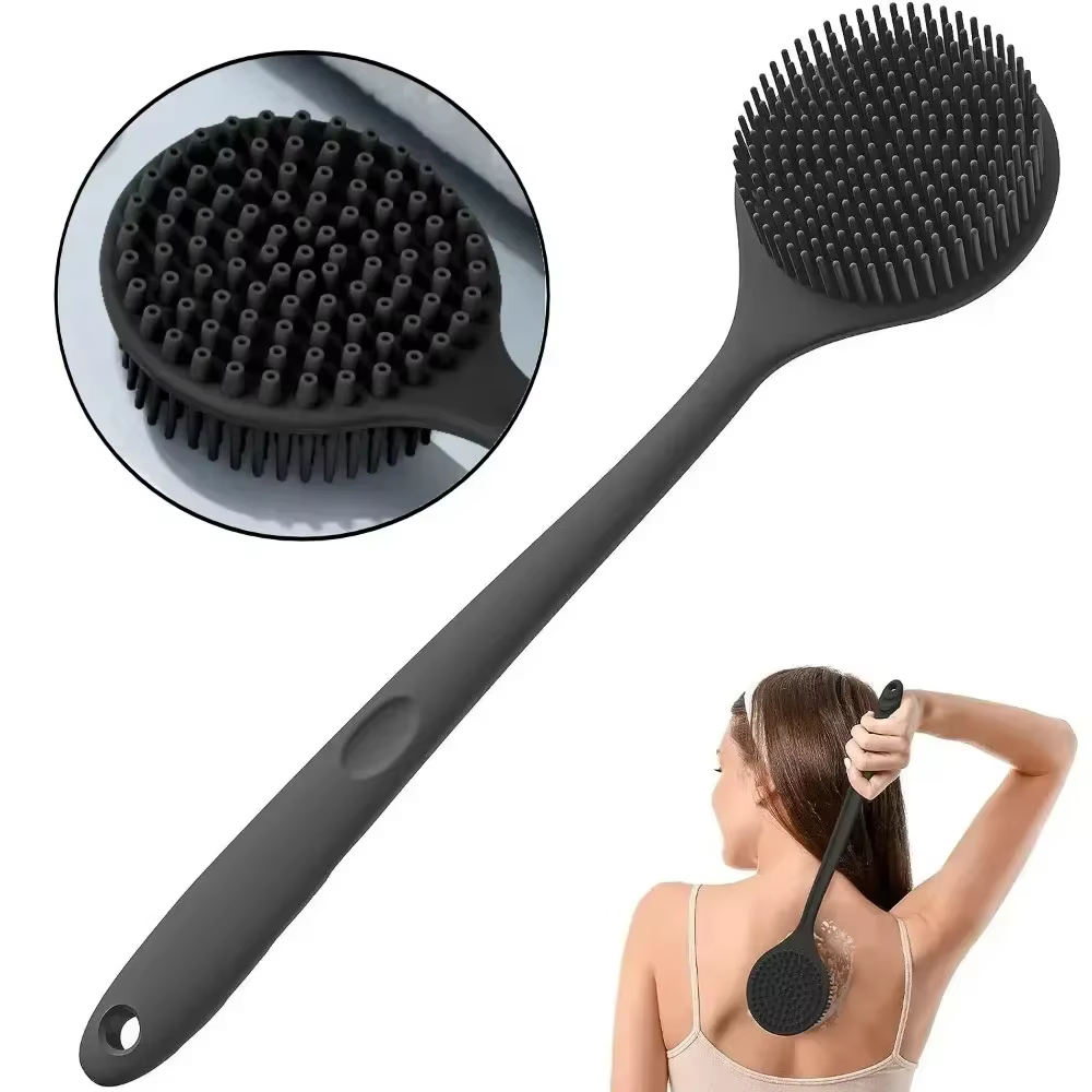 Brosse de douche à Long manche en Silicone, outils de bain paresseux à cheveux doux, épurateur de do