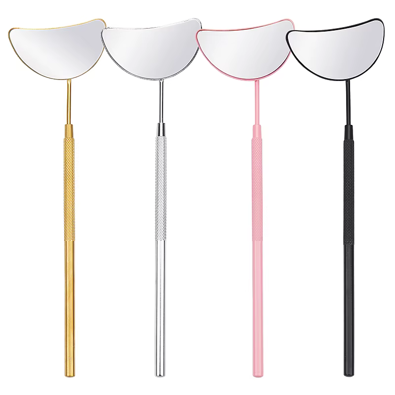 Miroir d'extension de cils en forme de lune, 1 pièce, détachable, en acier inoxydable, miroir de maq