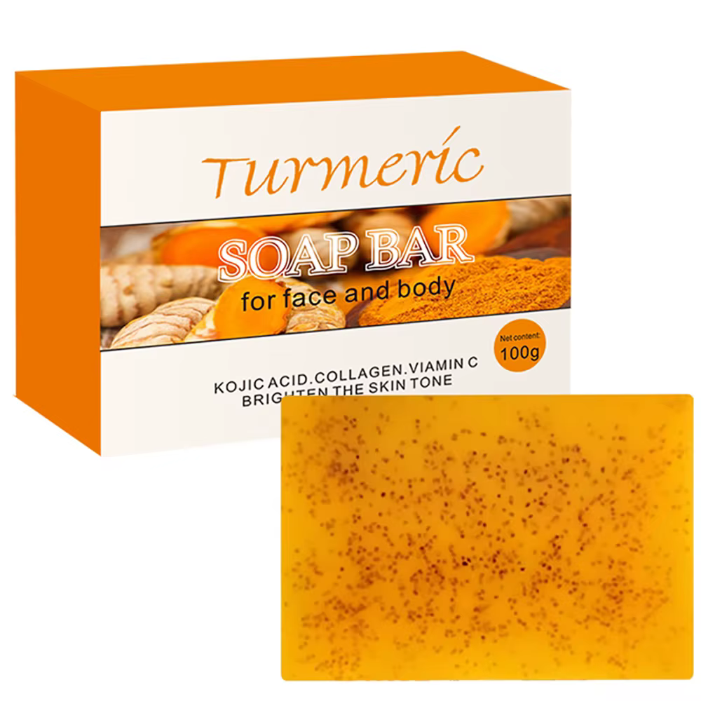 Savon gommage fait à la main à l'acide kojique au curcuma, pour l'exfoliation, l'hydratation, le net