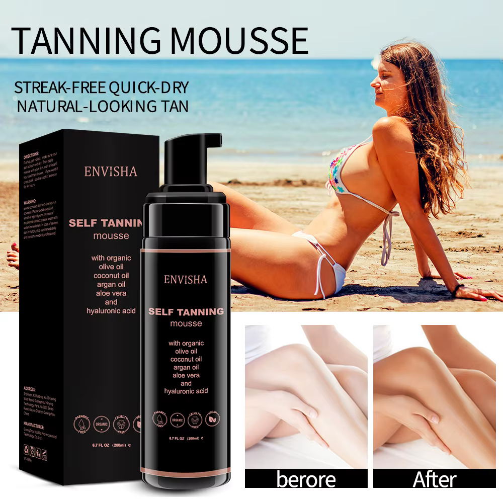 Envsha – Mousse autobronzante pour le visage, soin du corps, Spray, crème bronzante, hydratant, fond