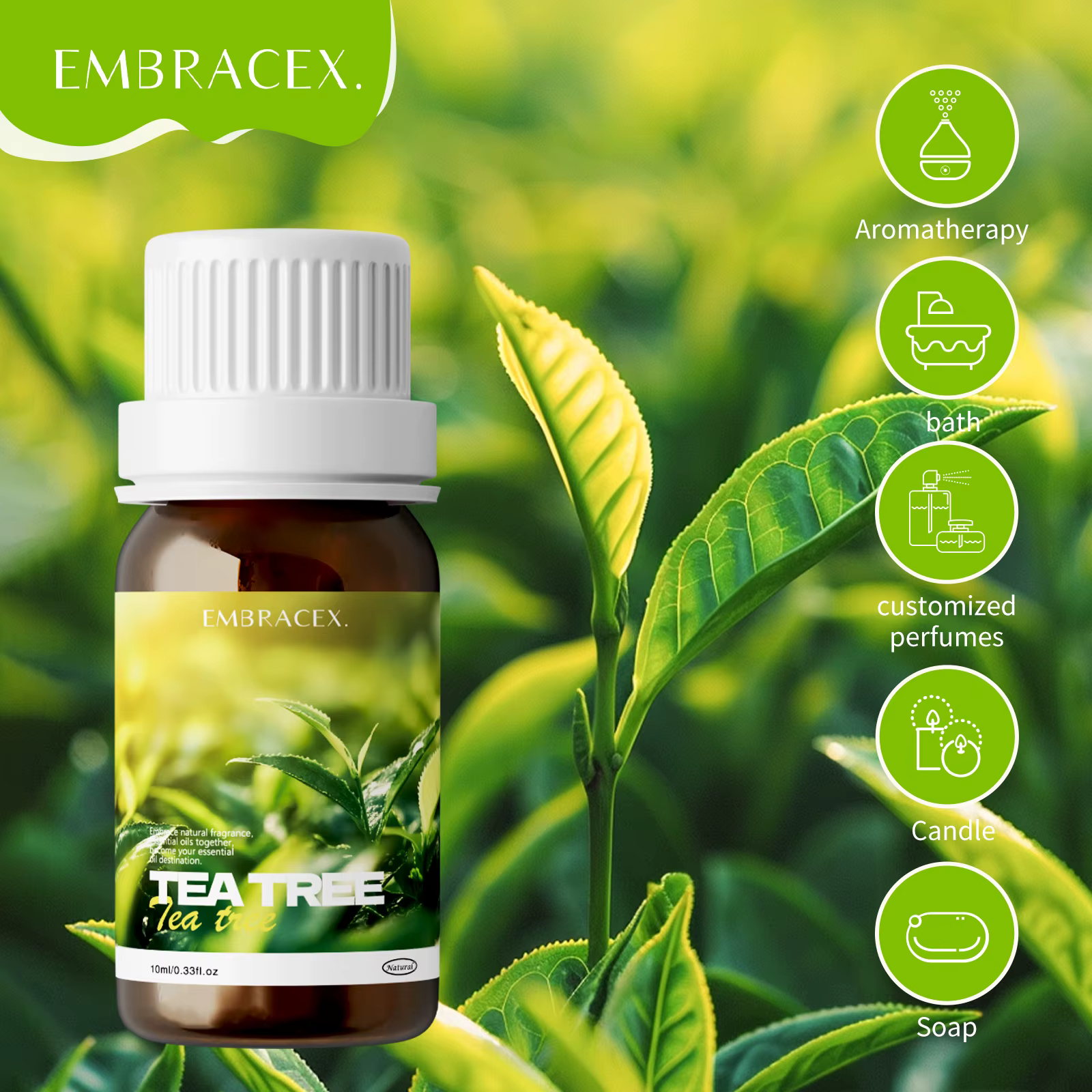 Huile d'arbre à thé pour la peau, les cheveux, l'aromathérapie, la fabrication de bougies, huiles es