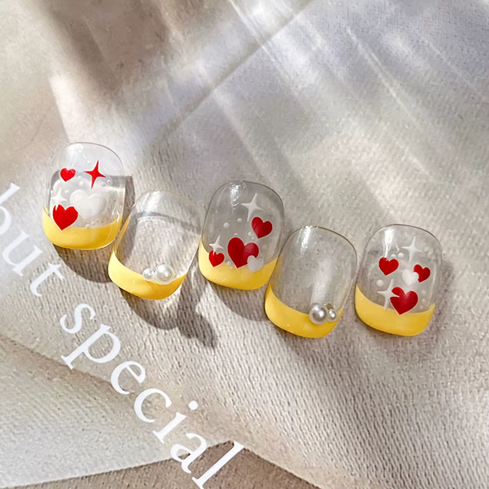 3D saint valentin amour coeur Nail Art autocollant rouge blanc croix étoiles auto-adhésif ongles déc