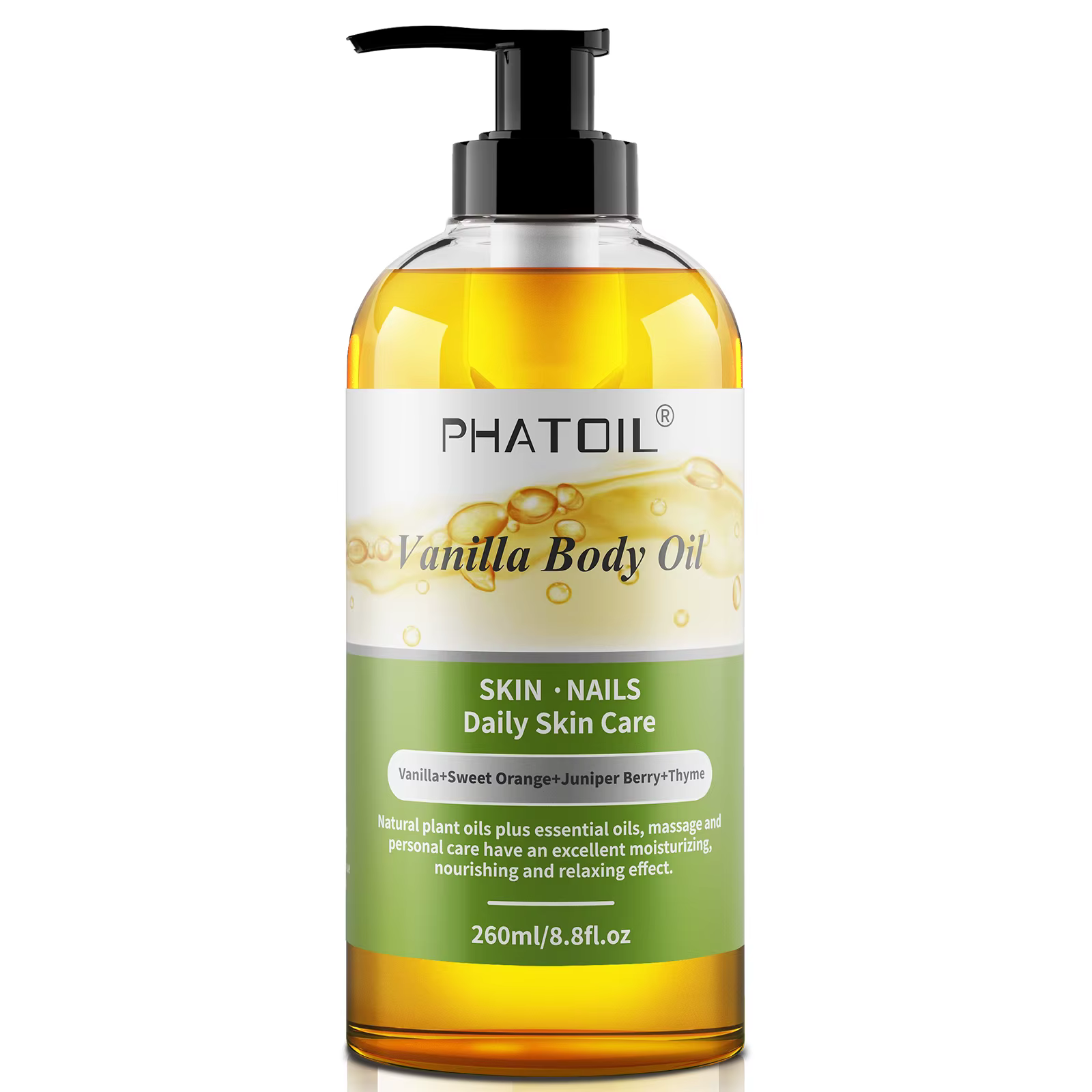 PHATOIL 260ml huile corporelle pour hydrater et apaiser la peau gingembre pamplemousse Rose lavande 