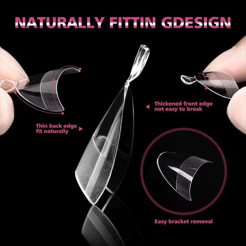 240 pointes d'ongles pré-filées en amande semi-coupées, clous à pression semi-mat XS, adaptés aux pe