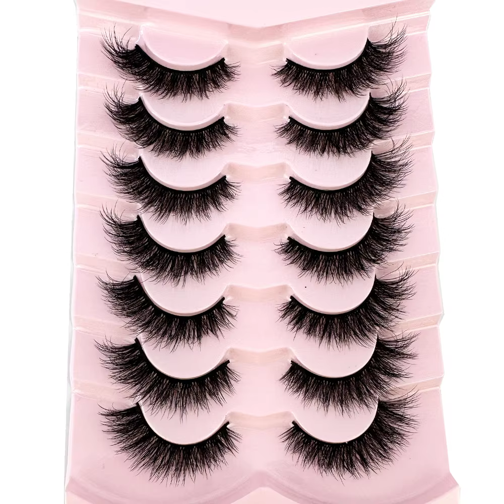7 paires de cils en bande russe naturelle cils de vison moelleux 3D faux cils moelleux Volume cils f