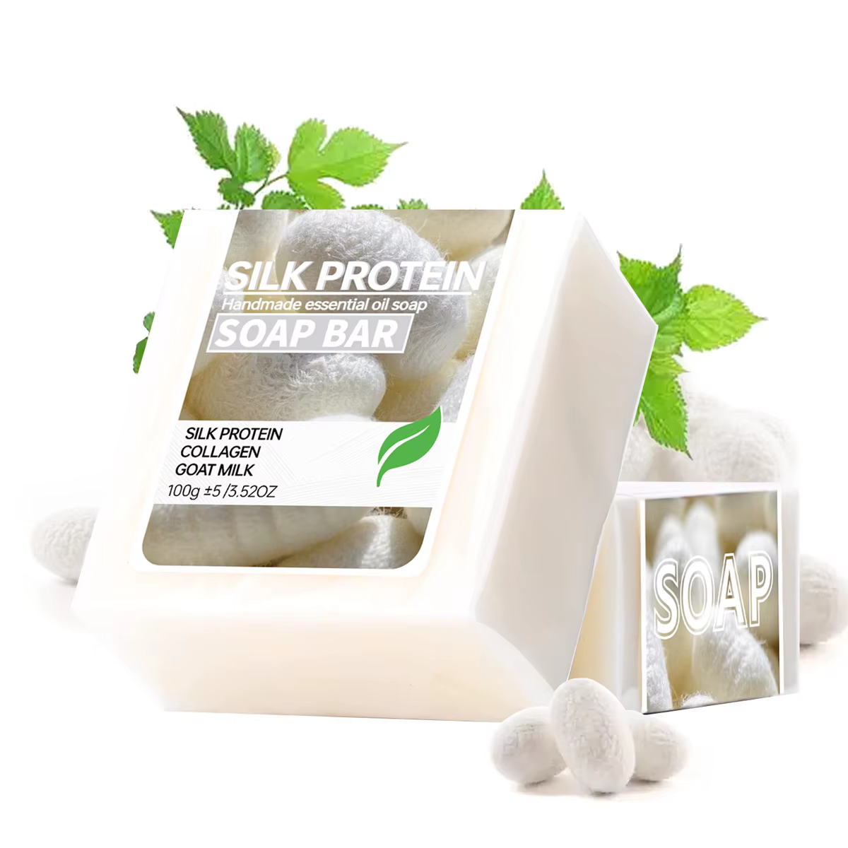 Savon artisanal brossé à protéines de soie 100G, adapté au laver le visage et au bain sur tout le co