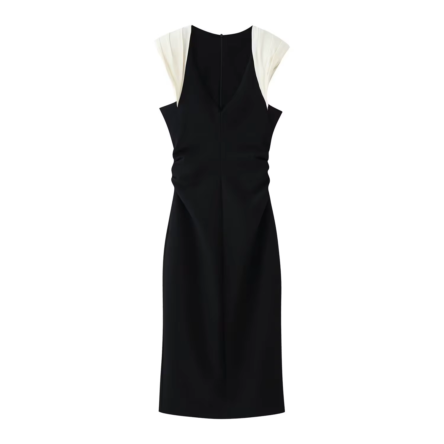 Robe longue de soirée moulante style français à effet amincissant, sans manches, col en V profond, t