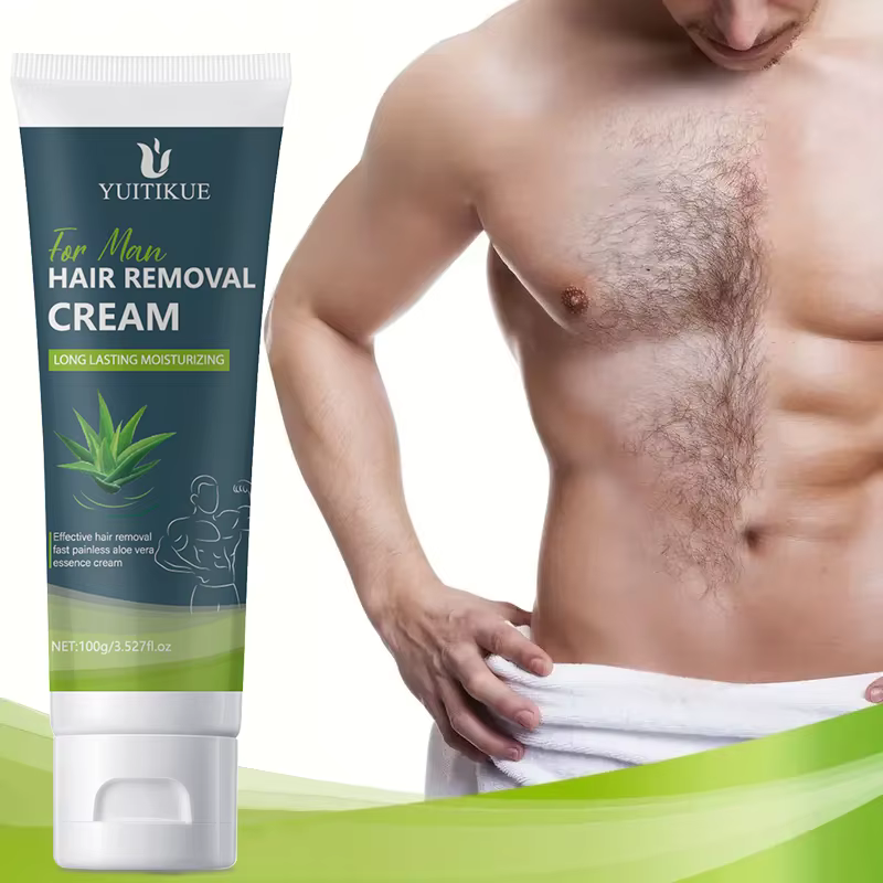 Crème dépilatoire pour hommes 100g – Douce pour peaux sensibles, utilisation complète du corps, hydr