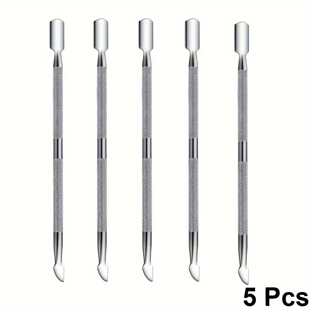 Kit de dissolvant de cuillère à Double extrémité en métal, poussoir à cuticules en acier inoxydable,