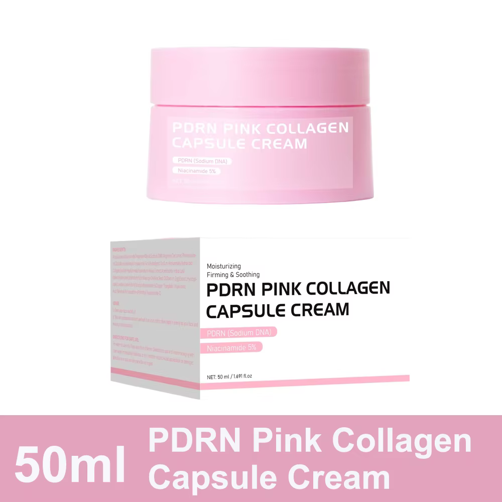 Crème en capsules de collagène rose PDRN au saumon, crème hydratante légère, niacinamide pour un tei