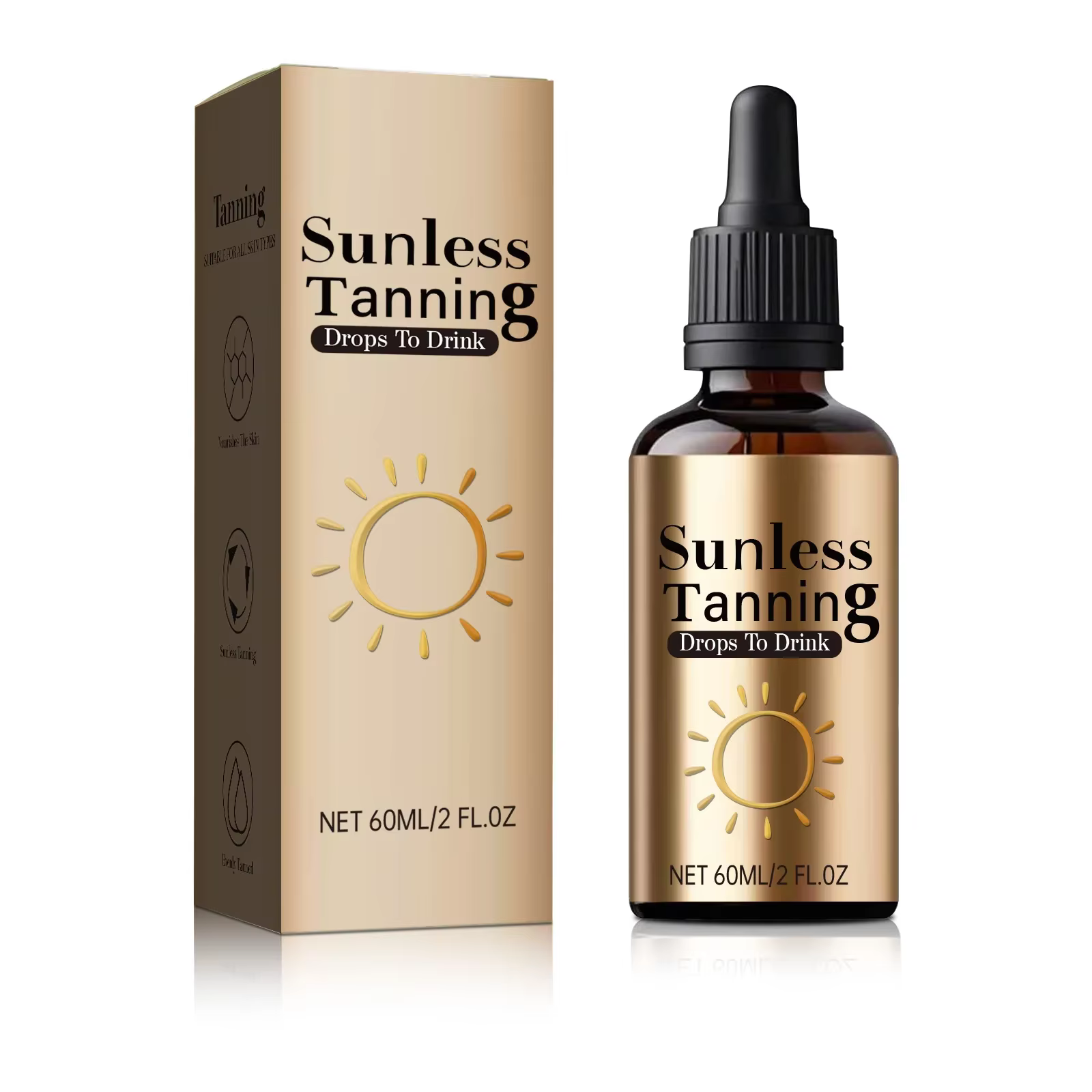 Gouttes de bronzage sans soleil, 60ml, aucun soleil requis pour les gouttes de bronzage naturellemen