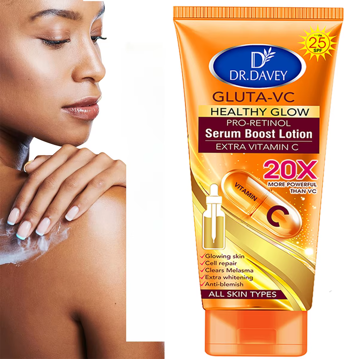 300ml DR.DAVEY GLUTA-VC BODY LOTION Lotion pour le corps crème hydratante grande capacité parfum hyd