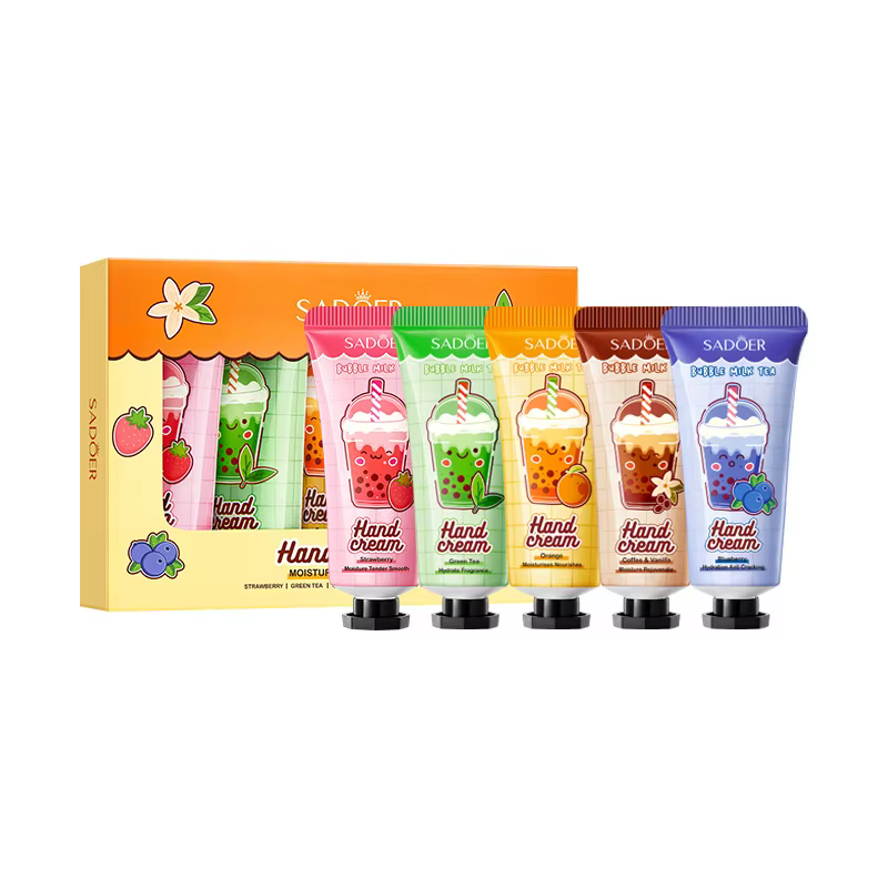 Ensemble de crème pour les mains au thé au lait et au parfum de fruits, Lotion pour les mains Anti-s