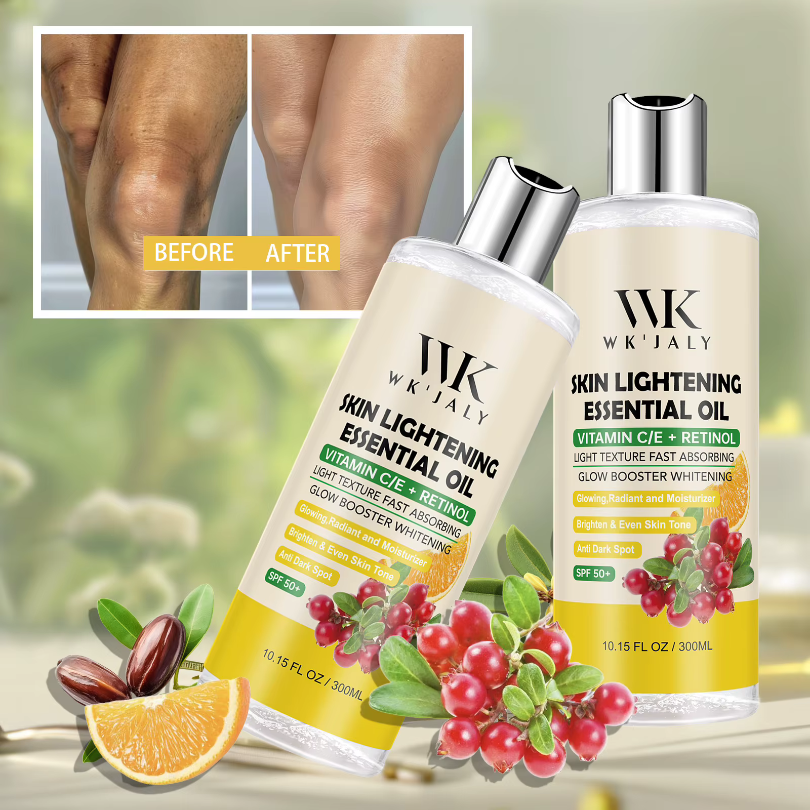 Huile corporelle éclaircissante WK JALY, élimine les taches brunes, booster d'éclat, peau lisse et p