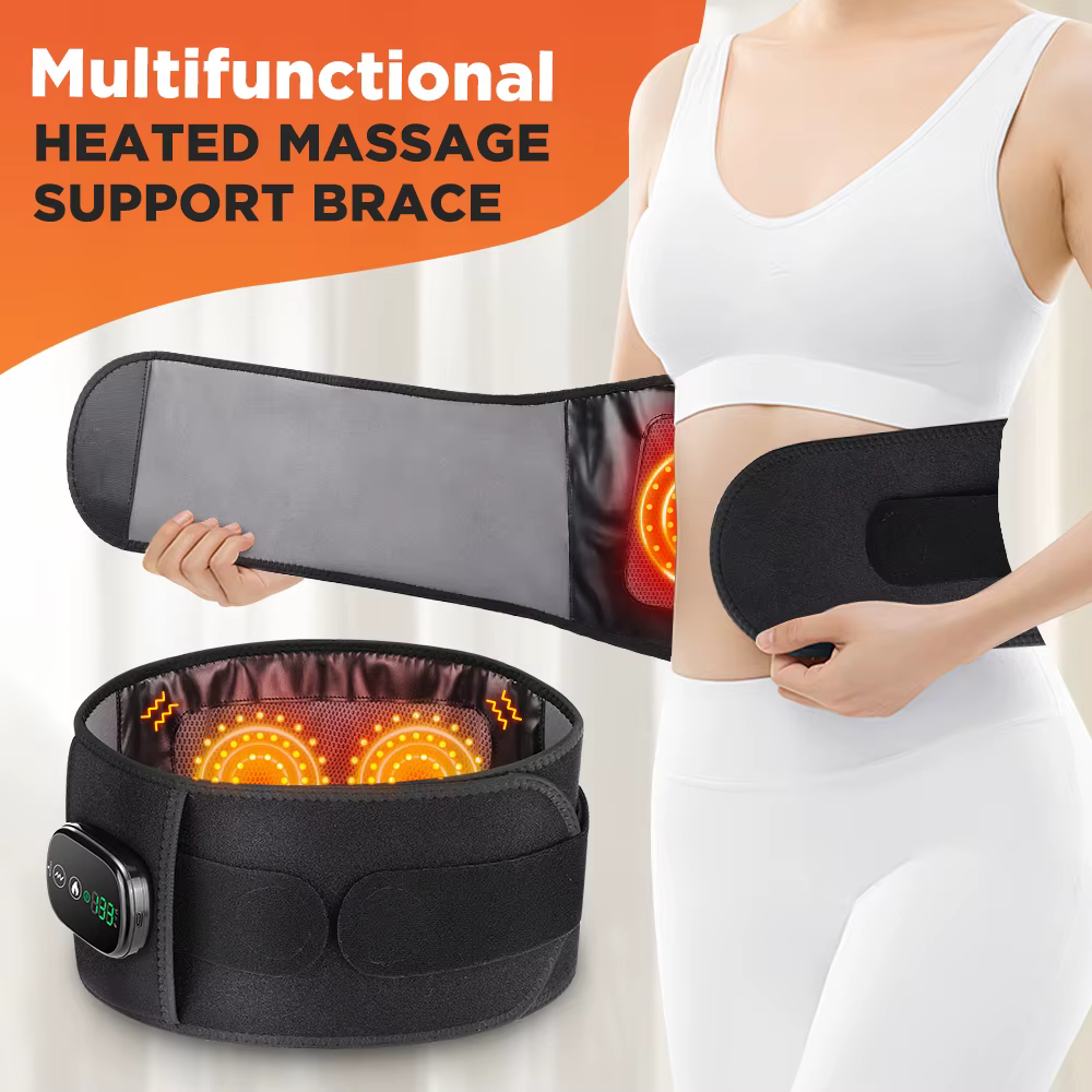 Ceinture de massage par vibrations chauffantes, lumière rouge, compresse chaude, attelle de soutien