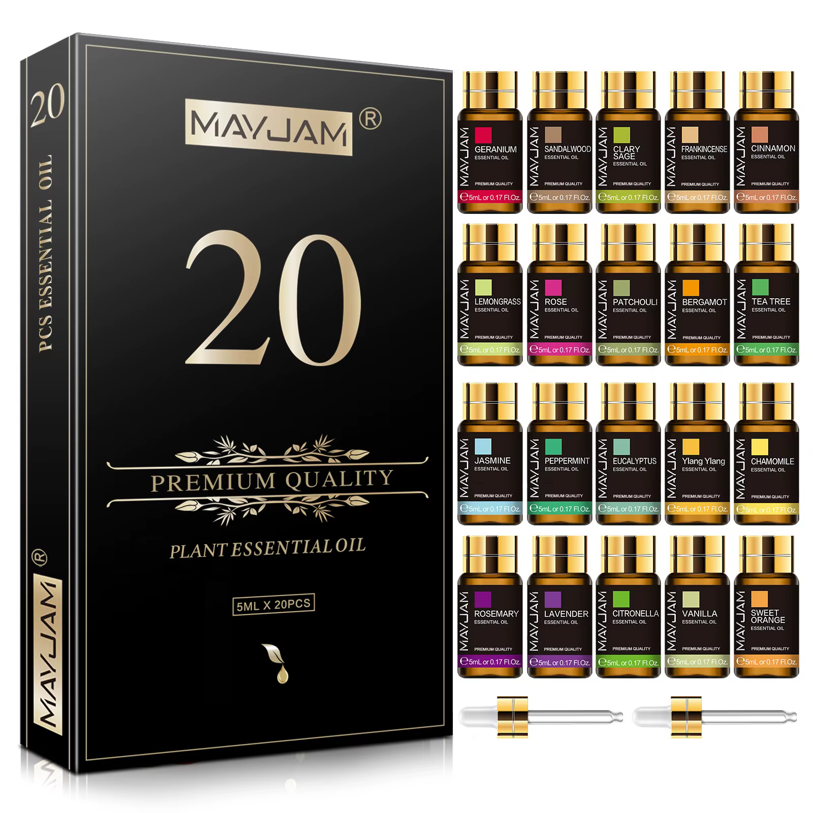 20 pièces Kits boîte-cadeau huile essentielle pour diffuseur pur naturel extrait de plante encens va