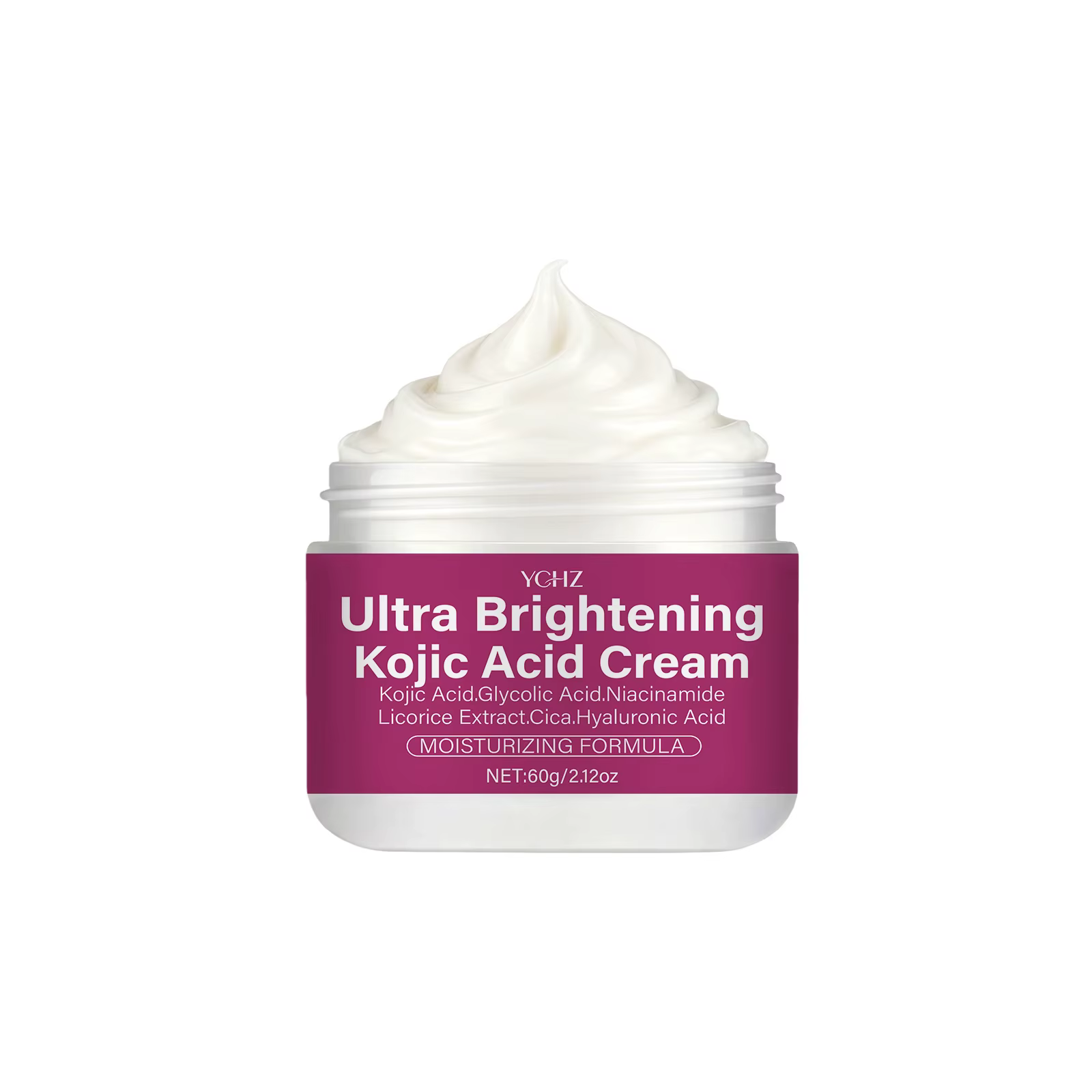 Crème éclaircissante à l'acide kojique contenant de la niacinamide, des vitamines C et E, et de l'ac