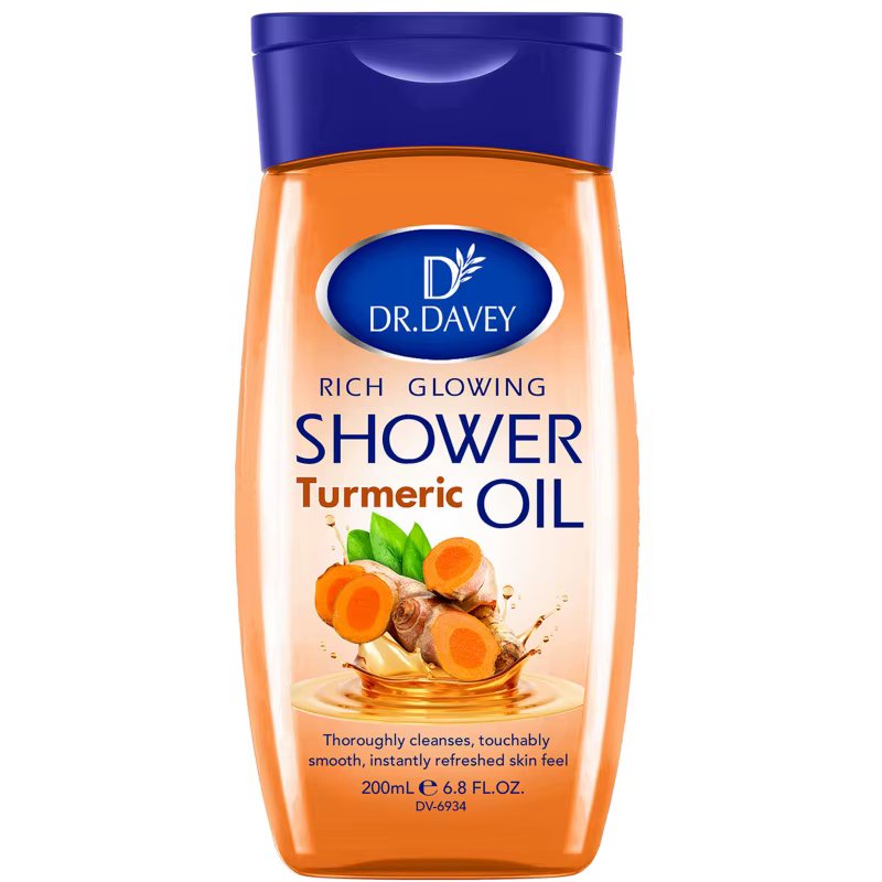 Huile de douche riche au curcuma DR.DAVEY 200 ml pour hommes et femmes, soin hydratant et nourrissan