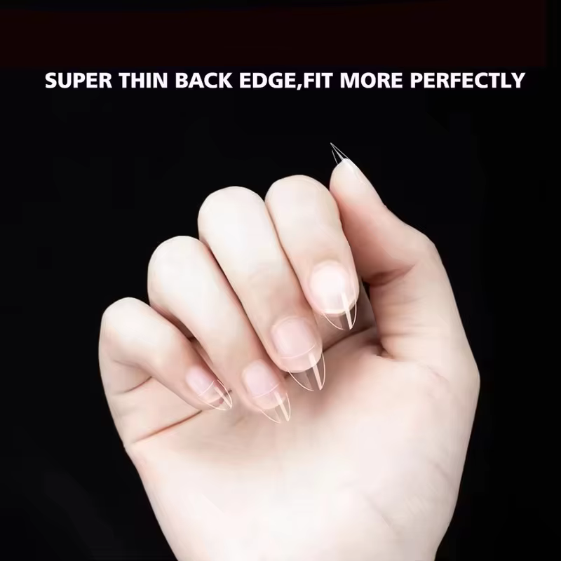 240 pointes d'ongles pré-filées en amande semi-coupées, clous à pression semi-mat XS, adaptés aux pe