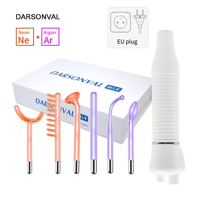 Darsonval-Machine qualifiée ale portable pour la thérapie de la peau avec 6 baguettes néon et argon,