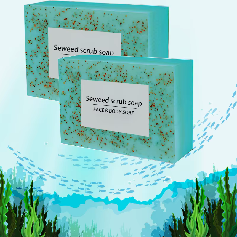 Le savon exfoliant aux algues est riche en vitamine E. Il contient de l'huile d'olive, qui nettoie e