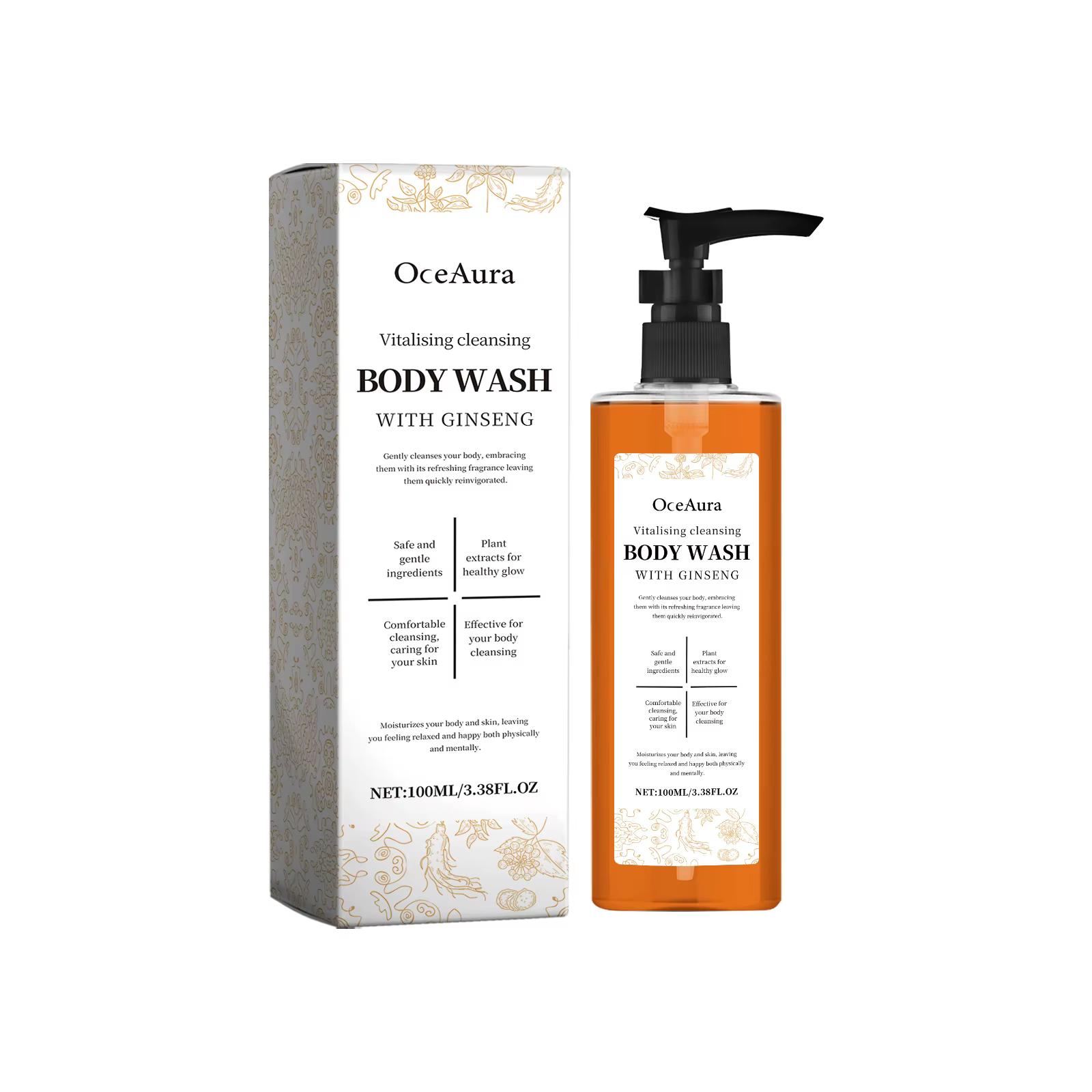Gel douche nettoyant pour le corps OceAura 100 ml - Gel douche doux, rafraîchissant, hydratant et no