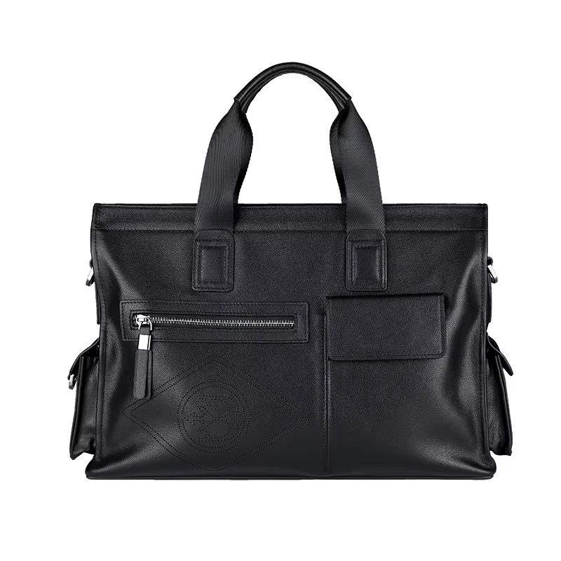 Porte-documents en cuir pour hommes, fourre-tout d'affaires de grande capacité, sac à main tendance,