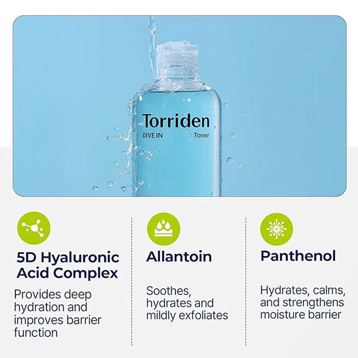 Torriden Dive dans un tonique à faible teneur en acide hyaluronique moléculaire 300 ml, hautement fl