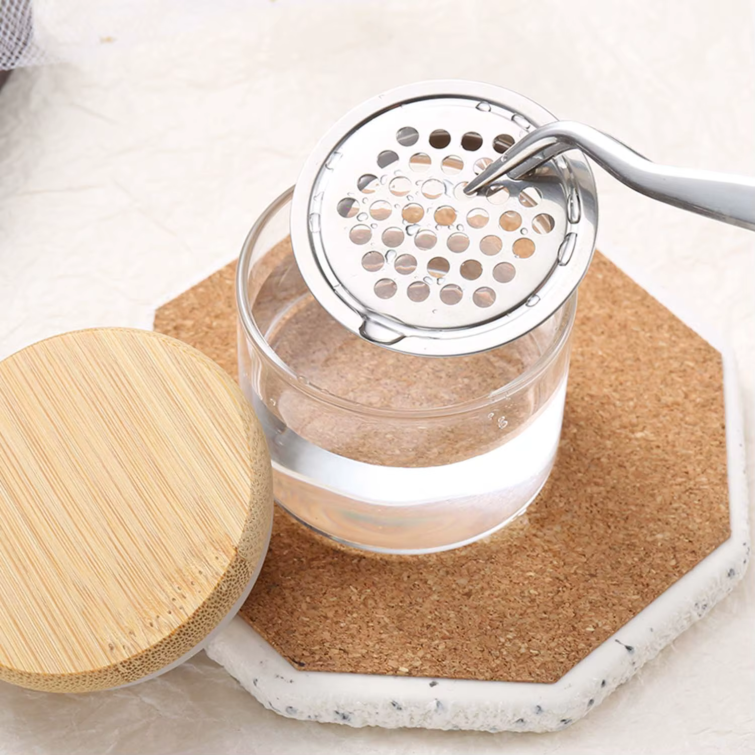 Tasse de nettoyage de brosse à ongles, stylo de lavage, tasse de brosse avec Base en maille en acier