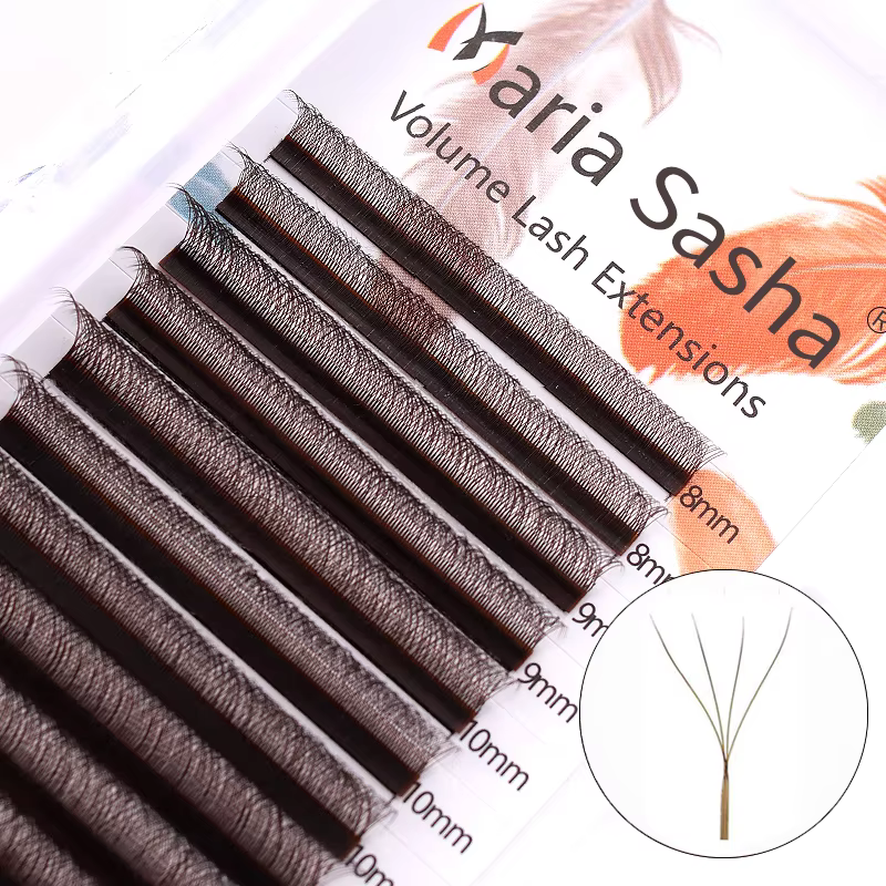 MARIA brun 4D W forme Type cils individuels Extension de cils colorés naturellement doux réel noir v