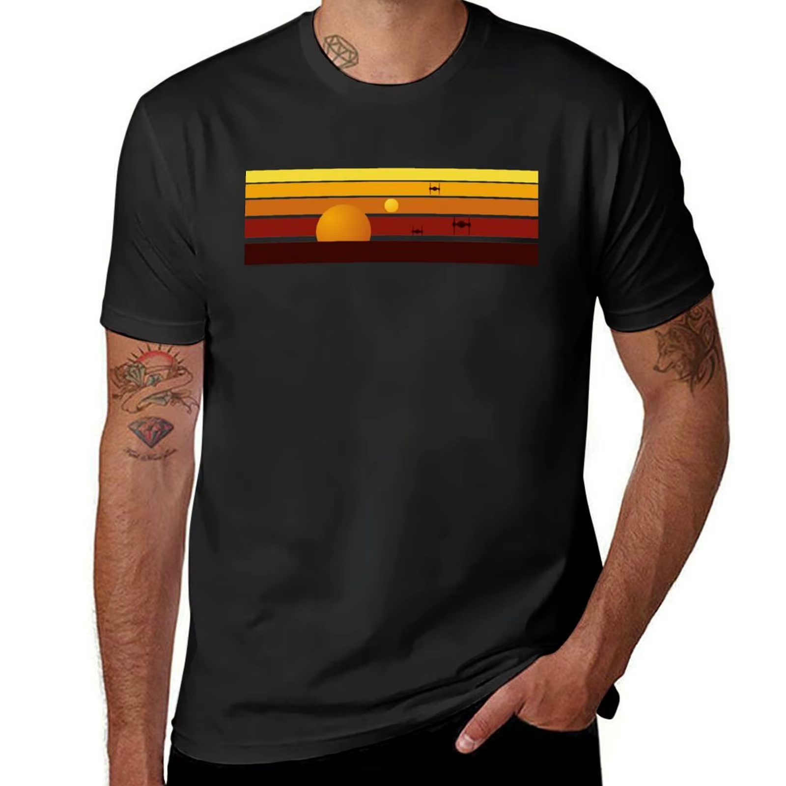 TATOOINE SUN-T-Shirt imprimé animal pour hommes, vêtements d'été pour garçons