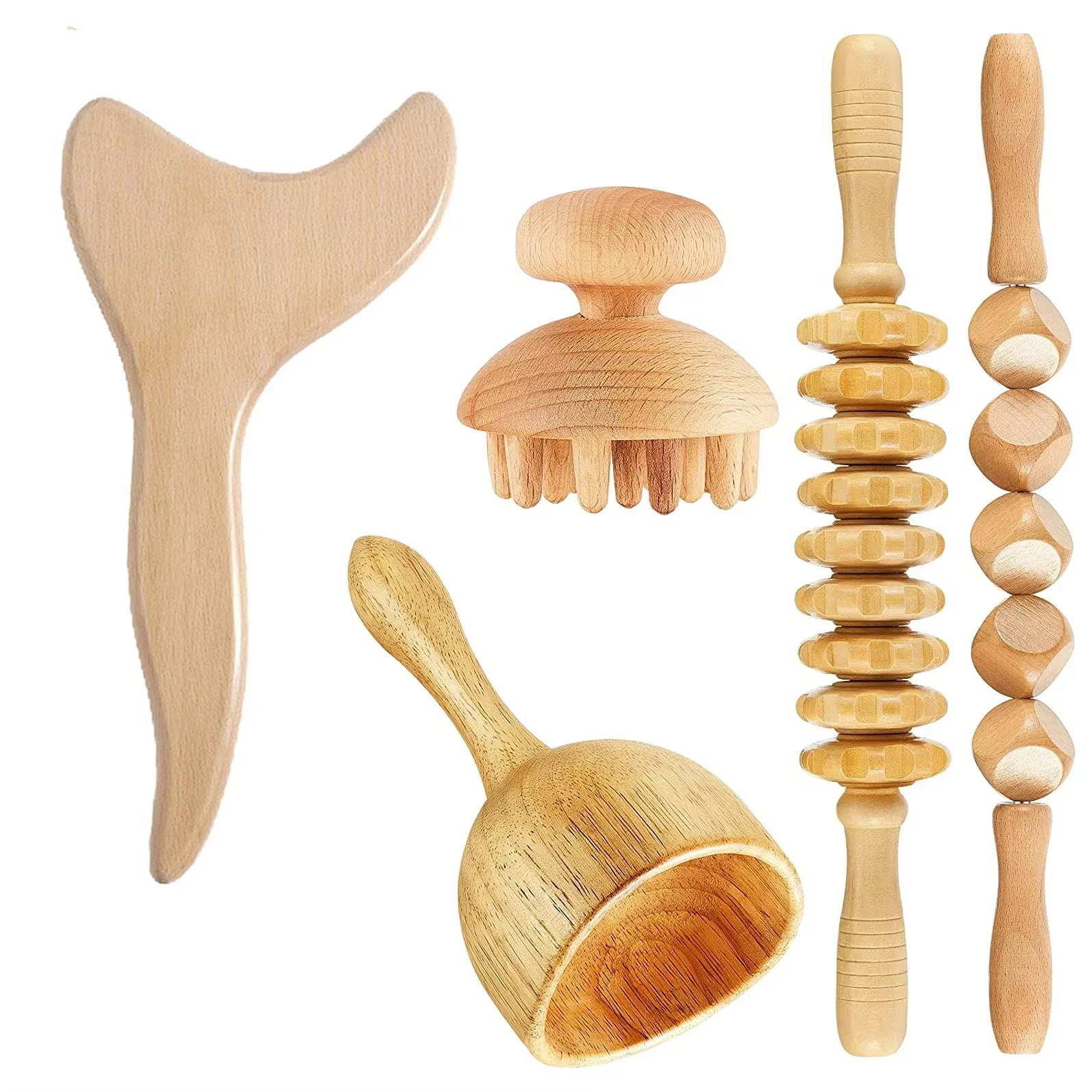 Kit de Maderoterapia pour Massage réducteur, 5 pièces, sculpture du corps, Anti-Cellulite, ensemble