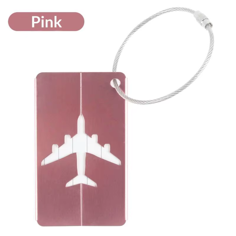 Étiquette de bagage en alliage d'aluminium pour avion, anti-perte, avec porte-carte d'identité, coul