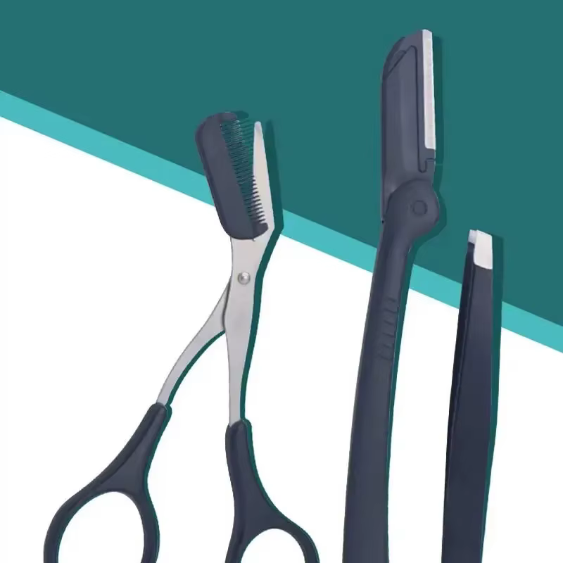 1/3 pièces pince à sourcils en acier inoxydable peigne ciseaux tondeuse à sourcils outil de coupe de