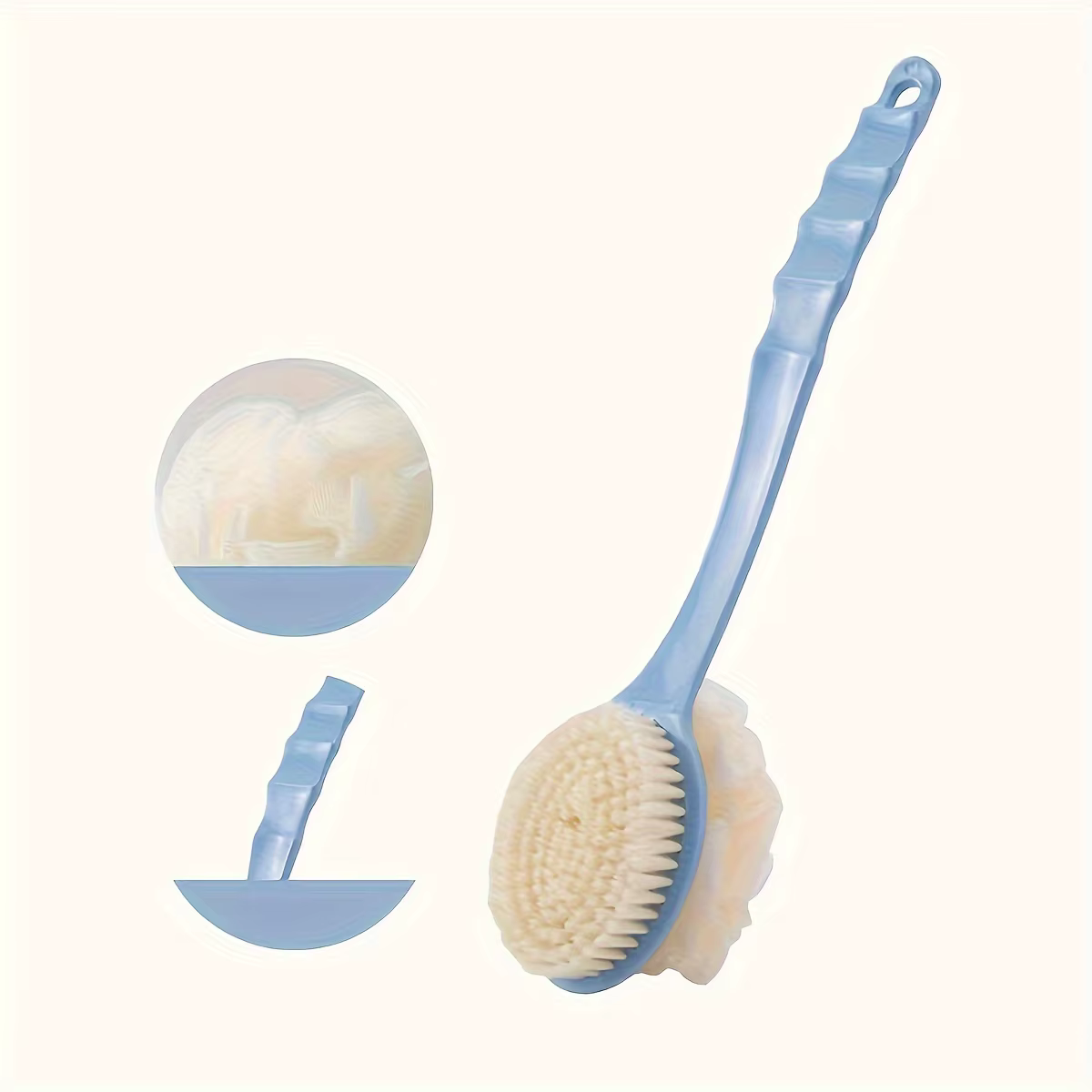 Loofah-Brosse de bain à poils doux pour hommes et femmes, brosse de douche incurvée à long manche, l