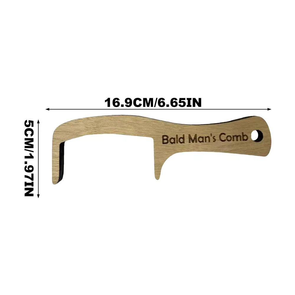 Peigne homme chauve en bois grande dent large brosse de toilettage drôle pour hommes barbe moustache