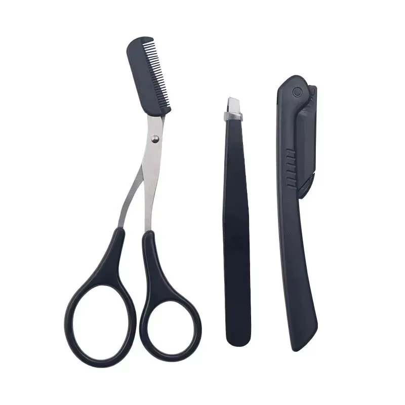 1/3 pièces pince à sourcils en acier inoxydable peigne ciseaux tondeuse à sourcils outil de coupe de