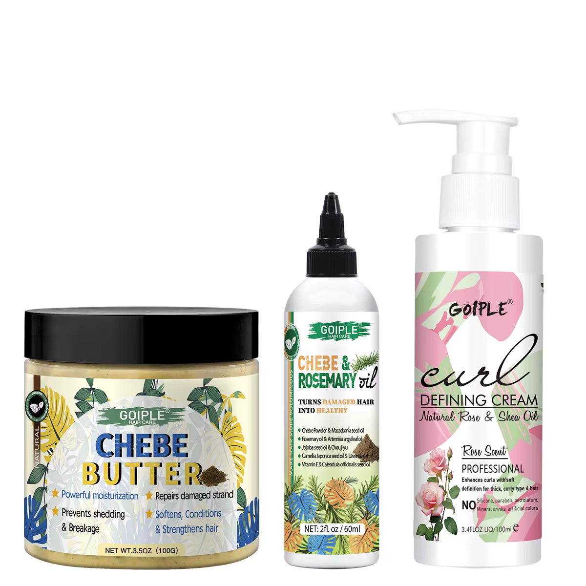 GOIPLE Beurre de Chebe, Masque Capillaire, Huile de Croissance Chebe & Romarin Hydratante & Nourriss