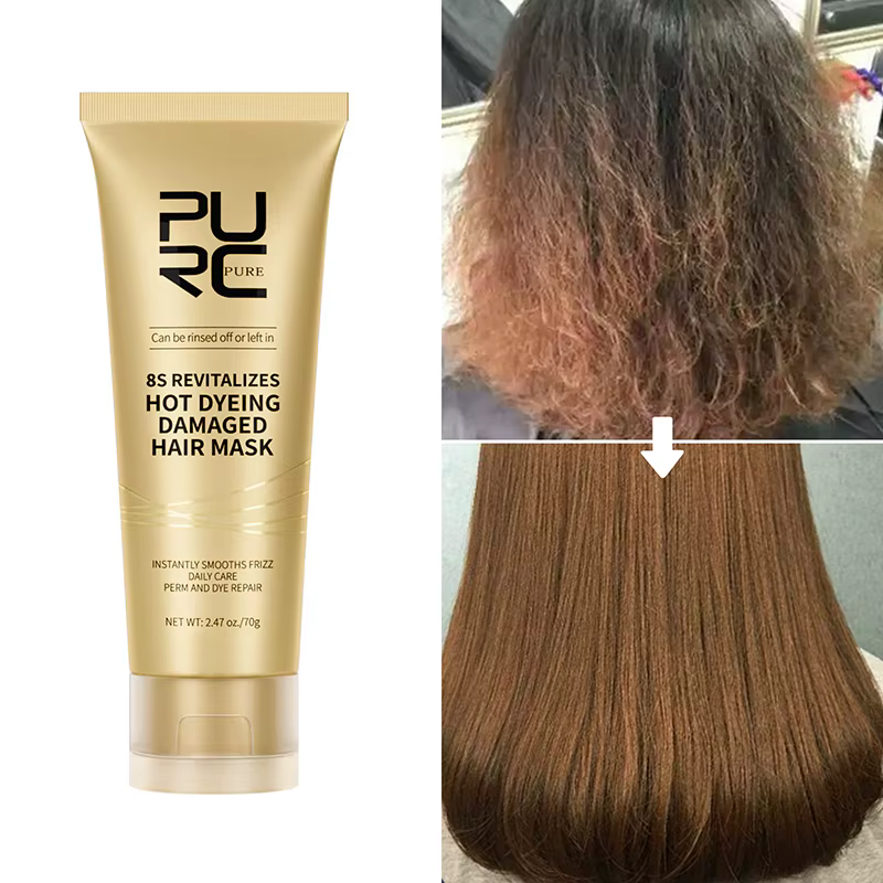 PURC – masque capillaire professionnel en 8 secondes, crème de traitement à la kératine, lissante, l