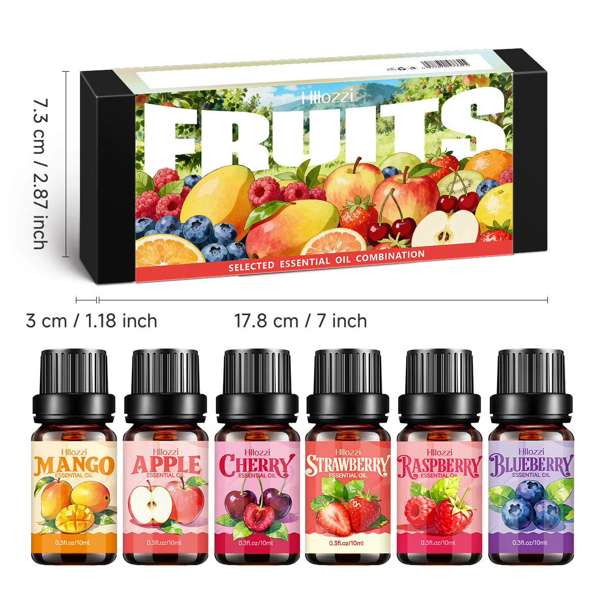 Ensemble d'huiles essentielles aromatiques aux fruits de 10 ml avec 6 senteurs de fruits frais pour