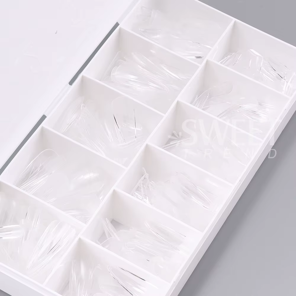 550 pièces de pointes d'ongles en Gel souple, cercueil d'amande moyen court, couverture complète, ou