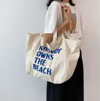 Grand sac en toile pour femmes, sac à main à bandoulière avec lettres, réutilisable, Shopping pour d