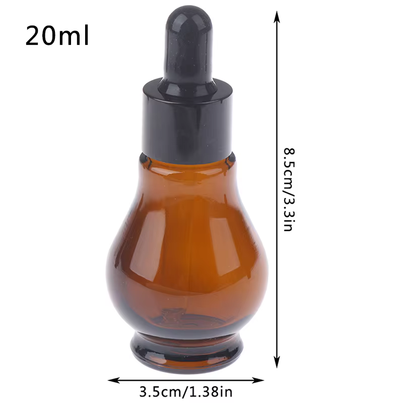 Flacons compte-gouttes vides en verre marron de 10/20/30ml, avec Pipette pour huiles essentielles