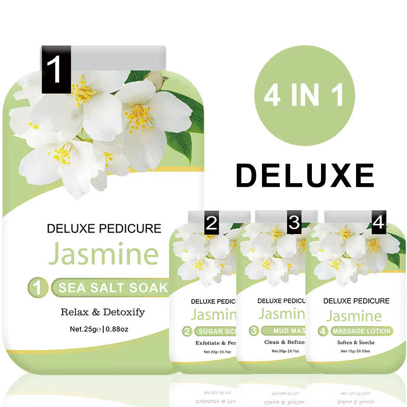 Ensemble de soins pour les pieds 4-en-1 : sels de bain pour les pieds, gommage exfoliant, crème et m