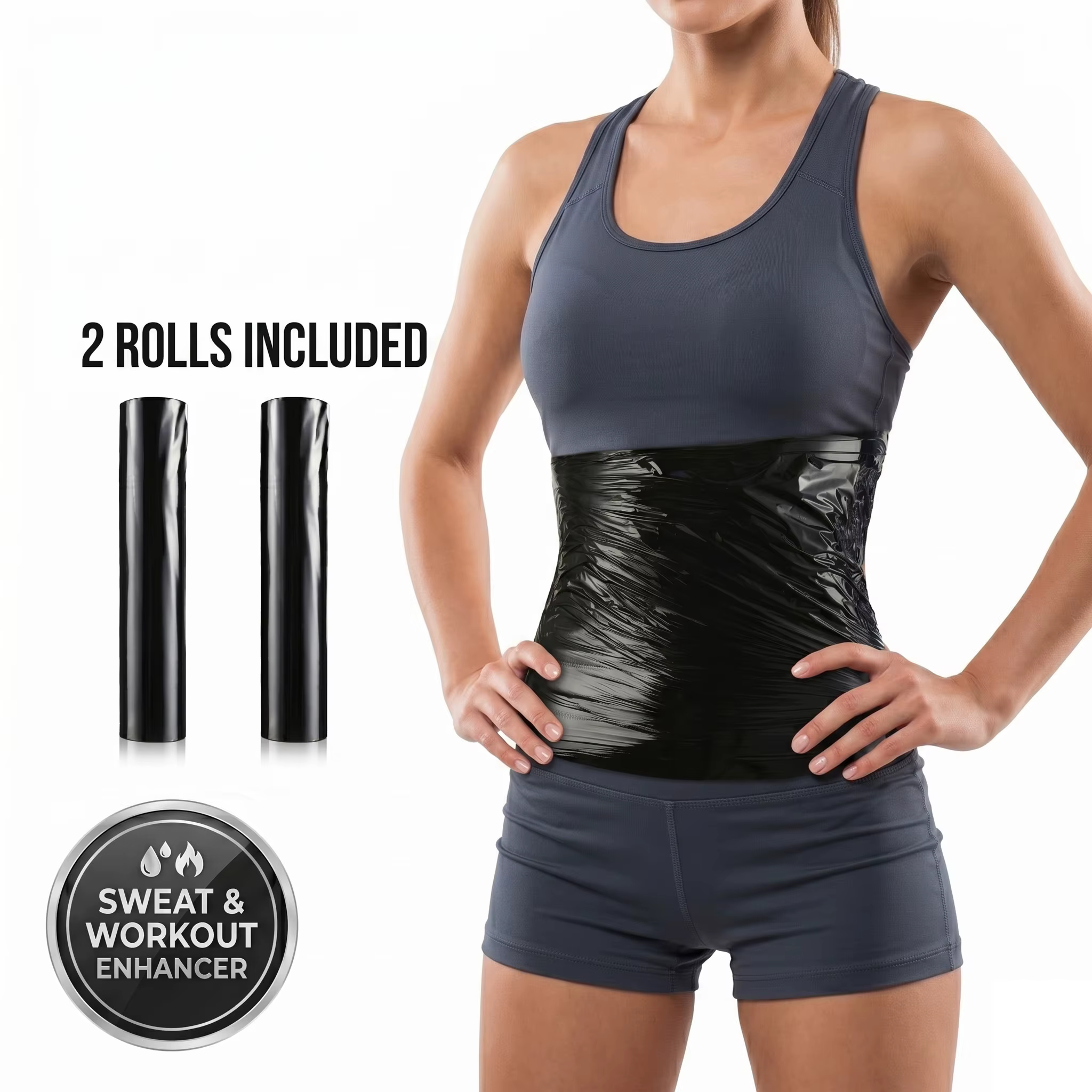 2 Rouleaux de 60M de Film Corporel en Plastique Osmotique Noir, Activateur de Transpiration pour Ent