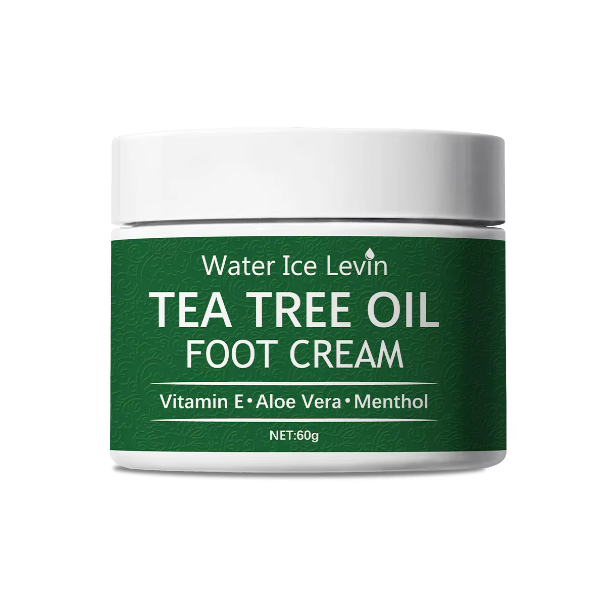 Crème pour les pieds à l'huile d'arbre à thé Water Ice Levin – Vitamine E Aloe Vera Menthol Ralent l